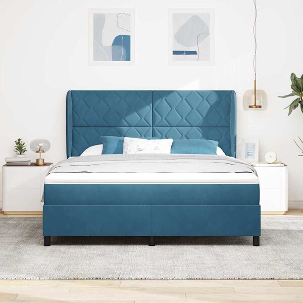vidaXL Letto a molle con materasso Blu Scuro 200 x 180 cm Poliestere