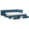 vidaXL Divano Letto Estraibile con Cassetti Blu 90x200 cm in Velluto