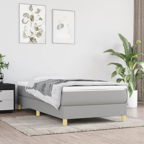 vidaXL Struttura Letto a Rete a Molle Grigio Chiaro 90x190 cm Tessuto