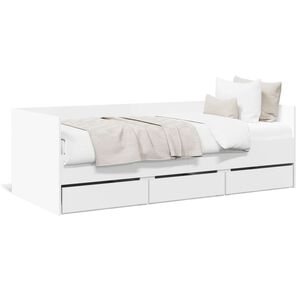 vidaXL Divano Letto con Cassetti senza Materasso Bianco 100x200 cm