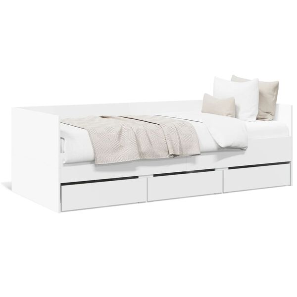 vidaXL Divano Letto con Cassetti senza Materasso Bianco 100x200 cm