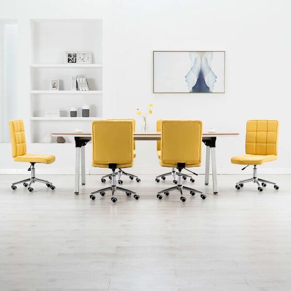 vidaXL Sedie da Pranzo 6 pz Gialle in Tessuto