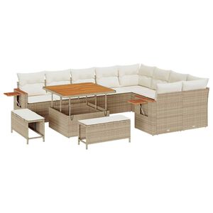 vidaXL Set Divano da Giardino 13 pcs Beige e Crema polyrattan