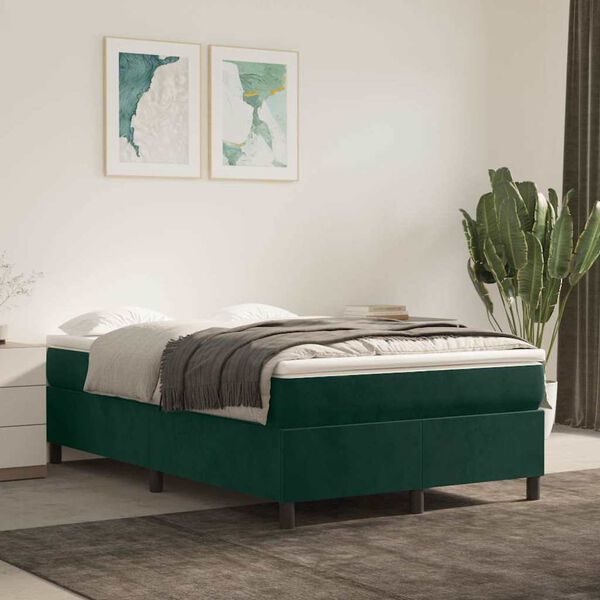 vidaXL Struttura Letto a Rete a Molle Verde Scuro 120x200 cm in Velluto