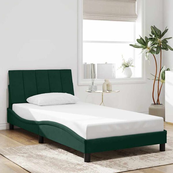 vidaXL Giroletto senza Materasso Hanko Verde Scuro 100x200 cm in Velluto