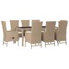 vidaXL Set da Pranzo da Giardino 9 pz con Cuscini Beige in Polyrattan