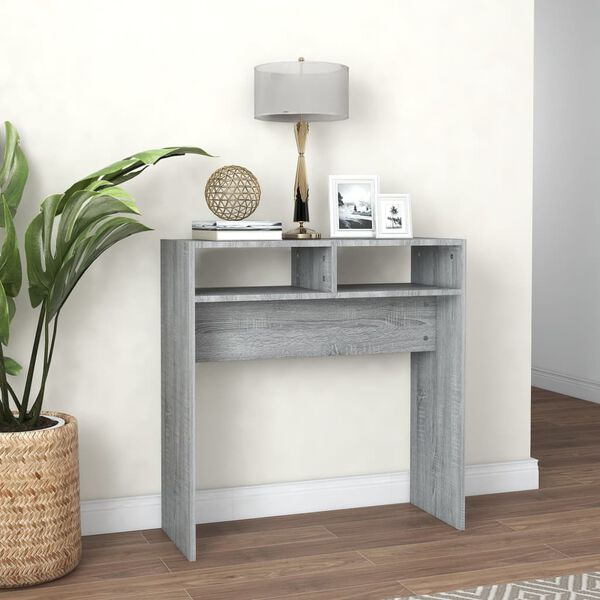 vidaXL Tavolino Consolle Grigio Sonoma 78x30x80 cm Legno Multistrato