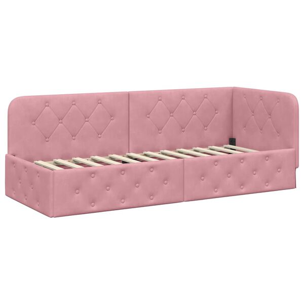 vidaXL Cornice del letto ad angolo Rosa 80 x 200 cm Velluto