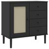 vidaXL Credenza SENJA Aspetto Rattan Nero 80x40x80 cm Massello Pino