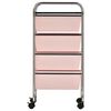 vidaXL Carrello Portaoggetti Mobile con 4 Cassetti Rosa in Plastica