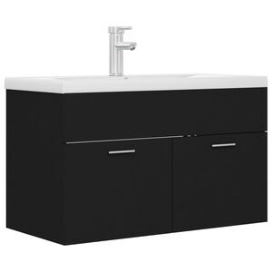 vidaXL Mobile con Lavabo Integrato Nero in Legno Multistrato