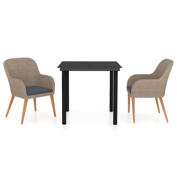 vidaXL Set da Pranzo da Giardino 3 pz con Cuscini Marrone