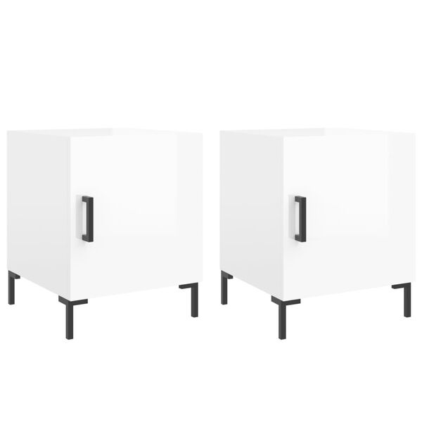 vidaXL Comodini 2 pz Bianco Lucido 40x40x50 cm in Legno Multistrato