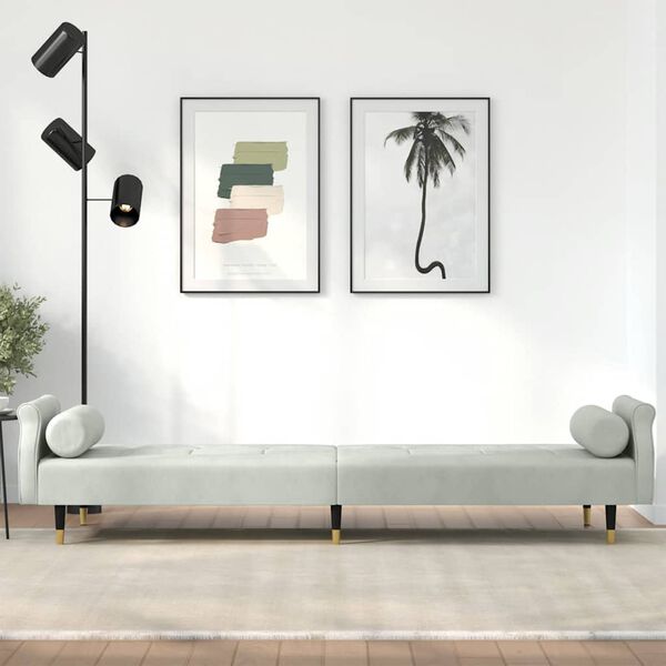 vidaXL Divano Letto con Cuscini Grigio Chiaro in Velluto