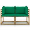 vidaXL Divani Angolari da Giardino & Cuscini 2pz Pino Impregnato Verde