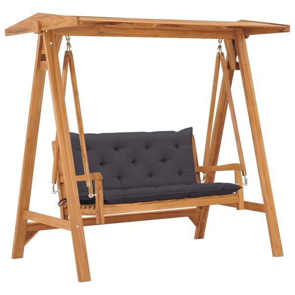 vidaXL Dondolo con Cuscino Antracite 170 cm in Massello di Teak