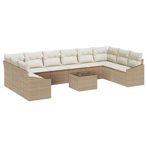 vidaXL Set di divani con cuscino 11 pcs Beige polyrattan