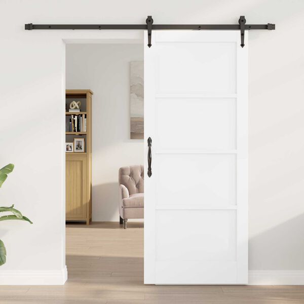 vidaXL Porta scorrevole ORKDAL Bianco e Nero 83 x 202 cm Pino massello