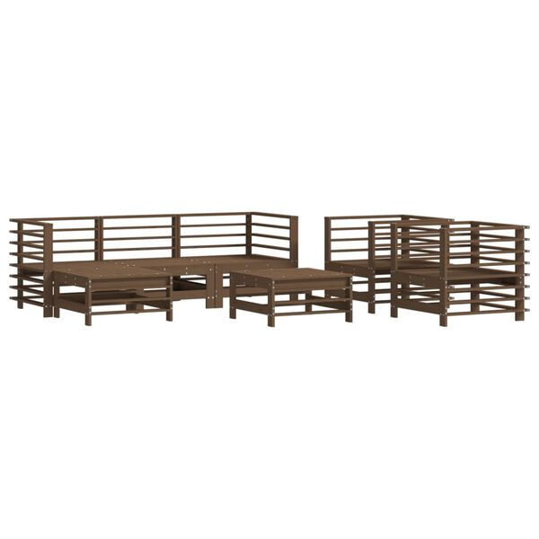 vidaXL Set Divani da Giardino 7 pz con Cuscini in Legno Massello ambra