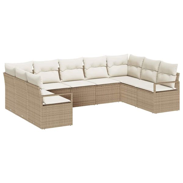 vidaXL Set Divano da Giardino 9 pcs Beige e Bianco polyrattan