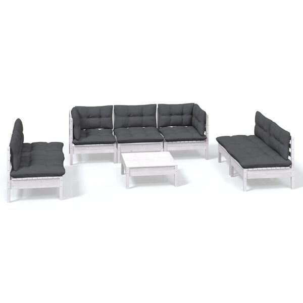 vidaXL Set Divani da Giardino 8 pz con Cuscini Legno Massello di Pino