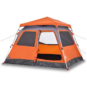 vidaXL Tenda a Cupola 4 Persone Grigio e Arancione a Rilascio Rapido
