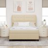 vidaXL Letto a molle con materasso Crema 160 x 200 cm Tessuto