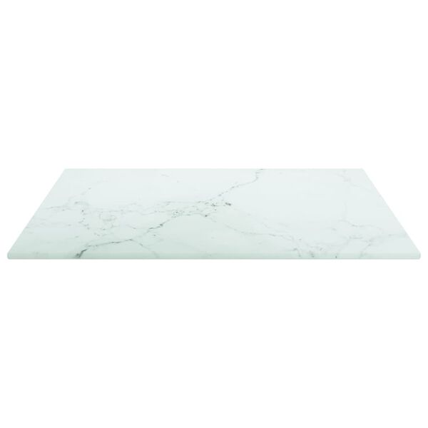 vidaXL Piano Tavolo Bianco 40x40 cm 6 mm Vetro Temperato Design Marmo