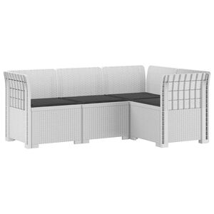 vidaXL Divano da Giardino 4 Posti con Cuscini Aspetto Rattan PP Bianco