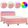 vidaXL Letto a Molle con Materasso e LED Rosa 140x200 cm in Velluto