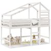 vidaXL Letto Soppalco con Scala e Tetto Bianco 90x190 cm Massello Pino