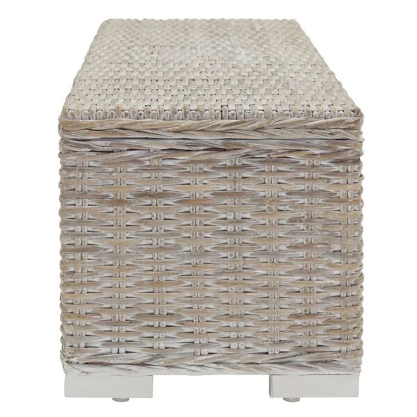 vidaXL Portaoggetti Bianco 110cm Rattan Kubu Naturale e Massello Mogano