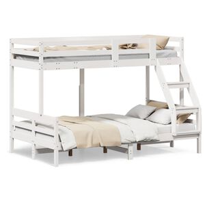 vidaXL Letto a Castello 80x200/120x200cm Bianco Legno Massello di Pino
