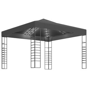 vidaXL Gazebo da Giardino con Luci LED a Stringa 3x3 m Antracite