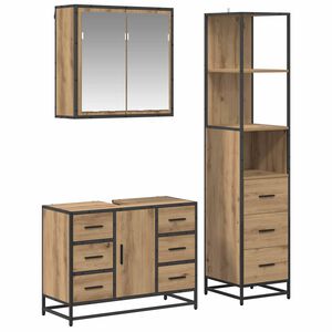 vidaXL Set di mobili per il bagno 3 pz Rovere artigianale