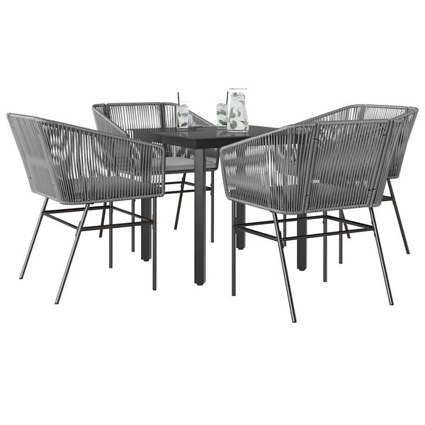 vidaXL Set da Pranzo da Giardino 5 pz con Cuscini Polyrattan Vetro