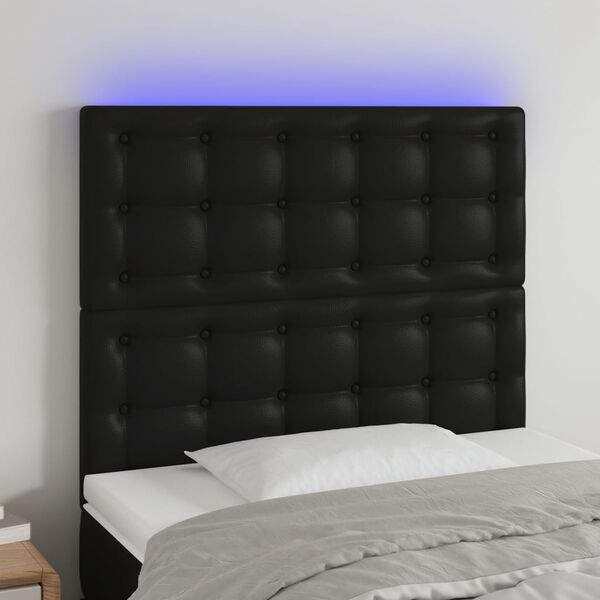 vidaXL Testiera a LED Nera 80x5x118/128 cm in Similpelle