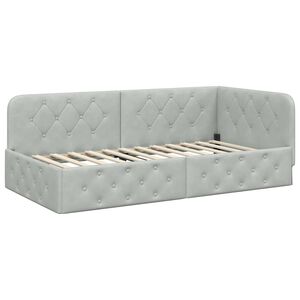 vidaXL Cornice del letto ad angolo Grigio chiaro 100 x 200 cm Velluto