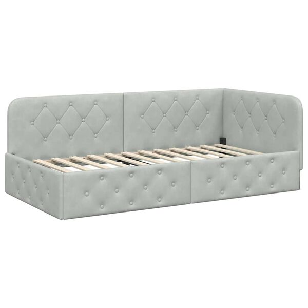 vidaXL Cornice del letto ad angolo Grigio chiaro 100 x 200 cm Velluto