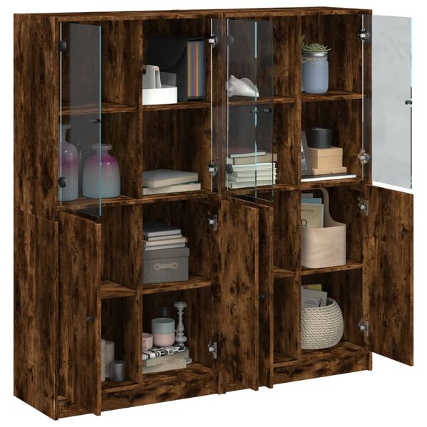 vidaXL Libreria Ante Rovere Fumo 136x37x142 cm in Legno Multistrato
