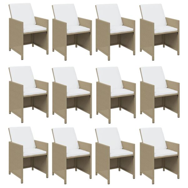 vidaXL Set da Pranzo da Giardino 13 pz con Cuscini in Polyrattan Beige