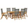 vidaXL Set Pranzo da Giardino 7 pz Grigio Polyrattan e Legno Massello