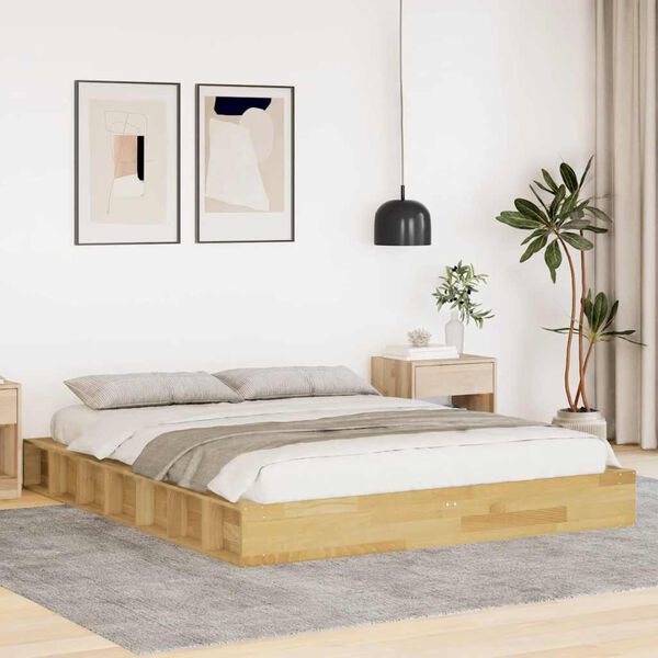 vidaXL Struttura Letto Senza Materasso 140x190 cm in Legno di Rovere