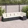vidaXL Set Divano da Giardino 6 pcs Nero e Bianco polyrattan