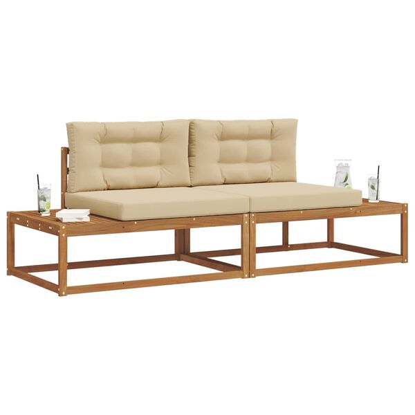 vidaXL Set di divani da esterno con cuscino 2 Pezzo Naturale e Beige
