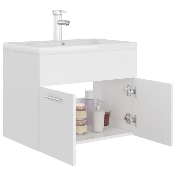 vidaXL Mobile con Lavabo Integrato Bianco in Legno Multistrato