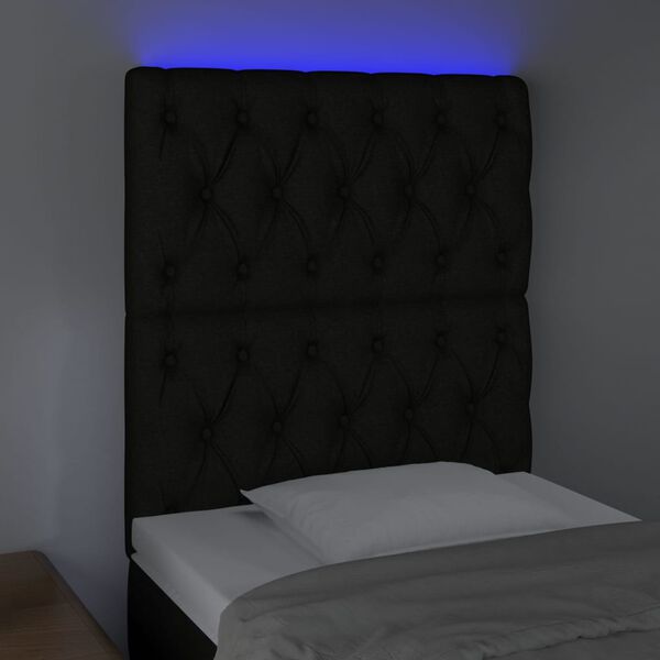 vidaXL Testiera a LED nero 80x7x118/128cm in Tessuto