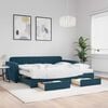 vidaXL Divano Letto Estraibile con Cassetti Blu 90x200 cm in Velluto