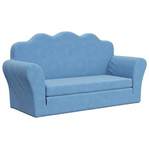 vidaXL Divano Letto per Bambini a 2 Posti Blu in Morbido Peluche