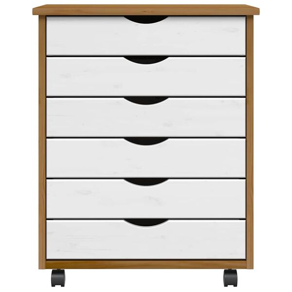 vidaXL Armadietto Rotante con Cassetti MOSS ambra Legno Massello Pino